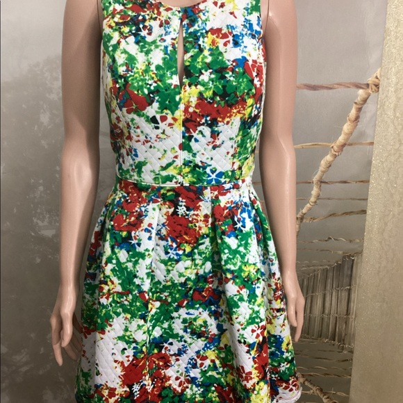 Floral casual Dress Red Green - Picture 3 of 5
